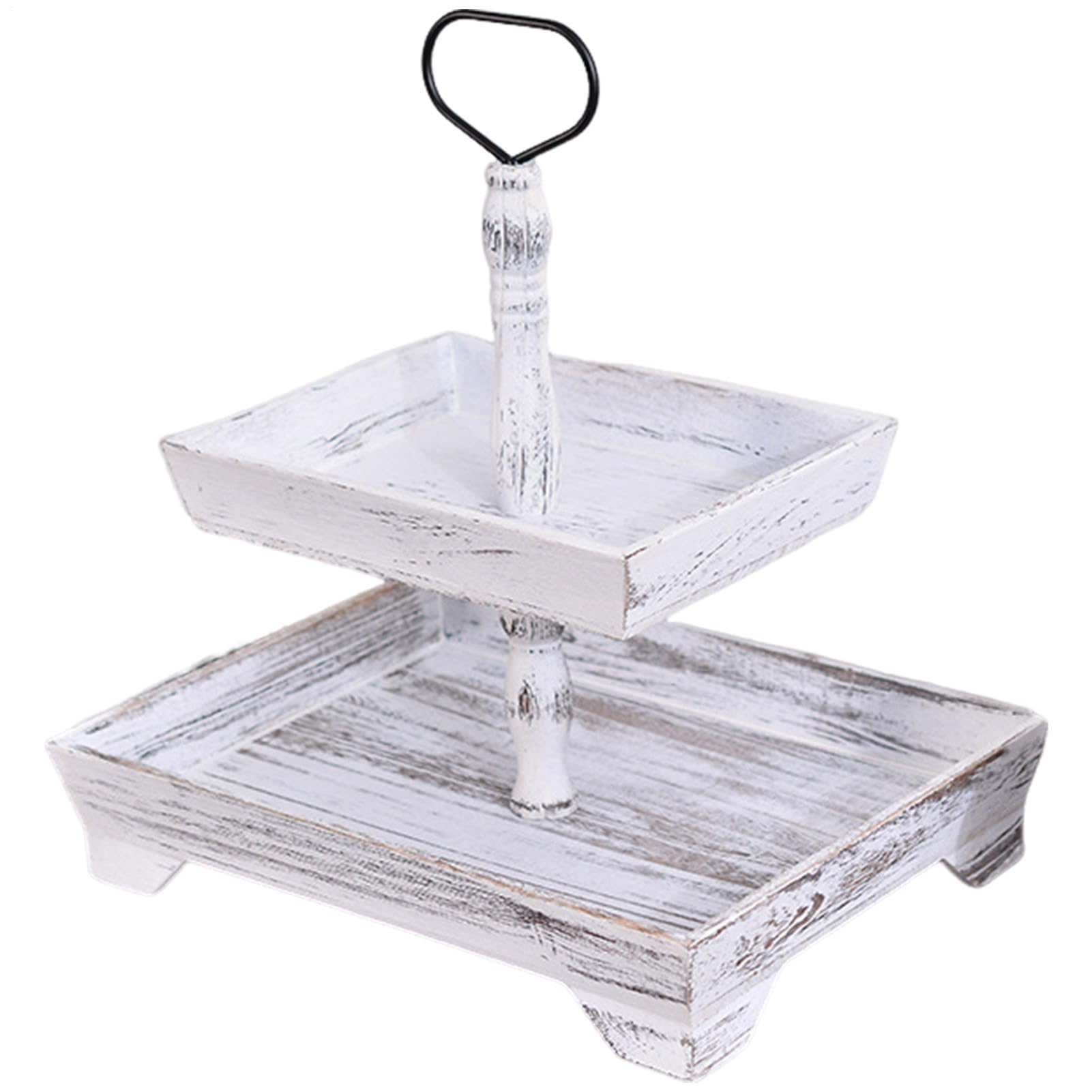 Plateau rectangulaire à 2 niveaux en bois pour libérer de la place sur votre table