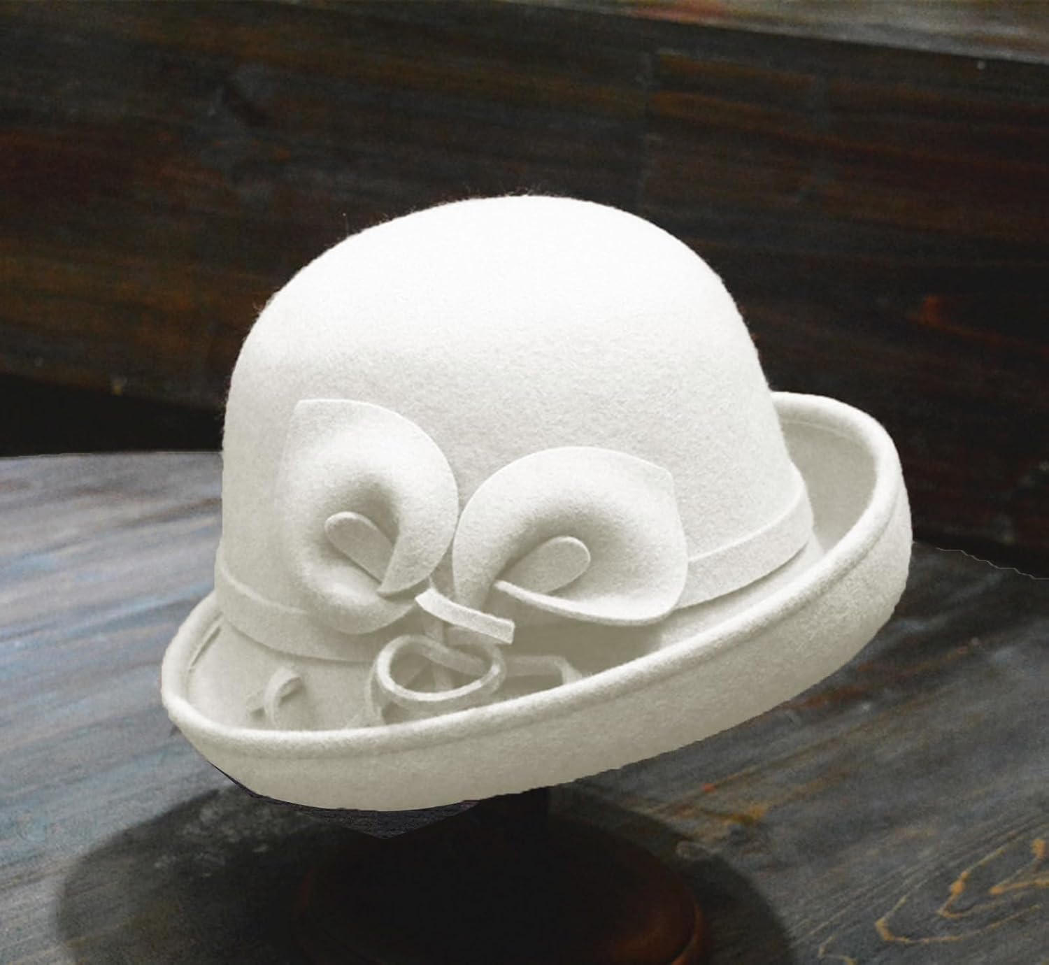 ORIDOOR Women Vintage Wool Felt Flowers Bucket Cloche Bowler Hat Church Wedding Dress Fascinator Hat Winter Felt Fedoras