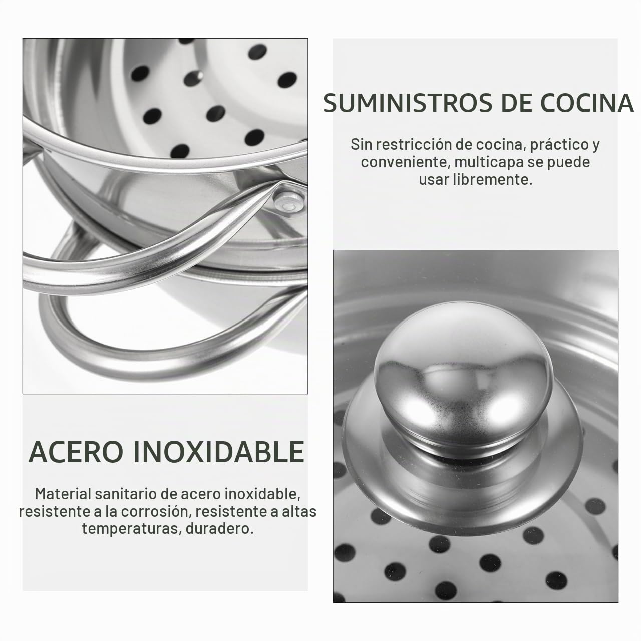 Olla de Vapor de Acero Inoxidable 1 Pieza, Capa Gruesa