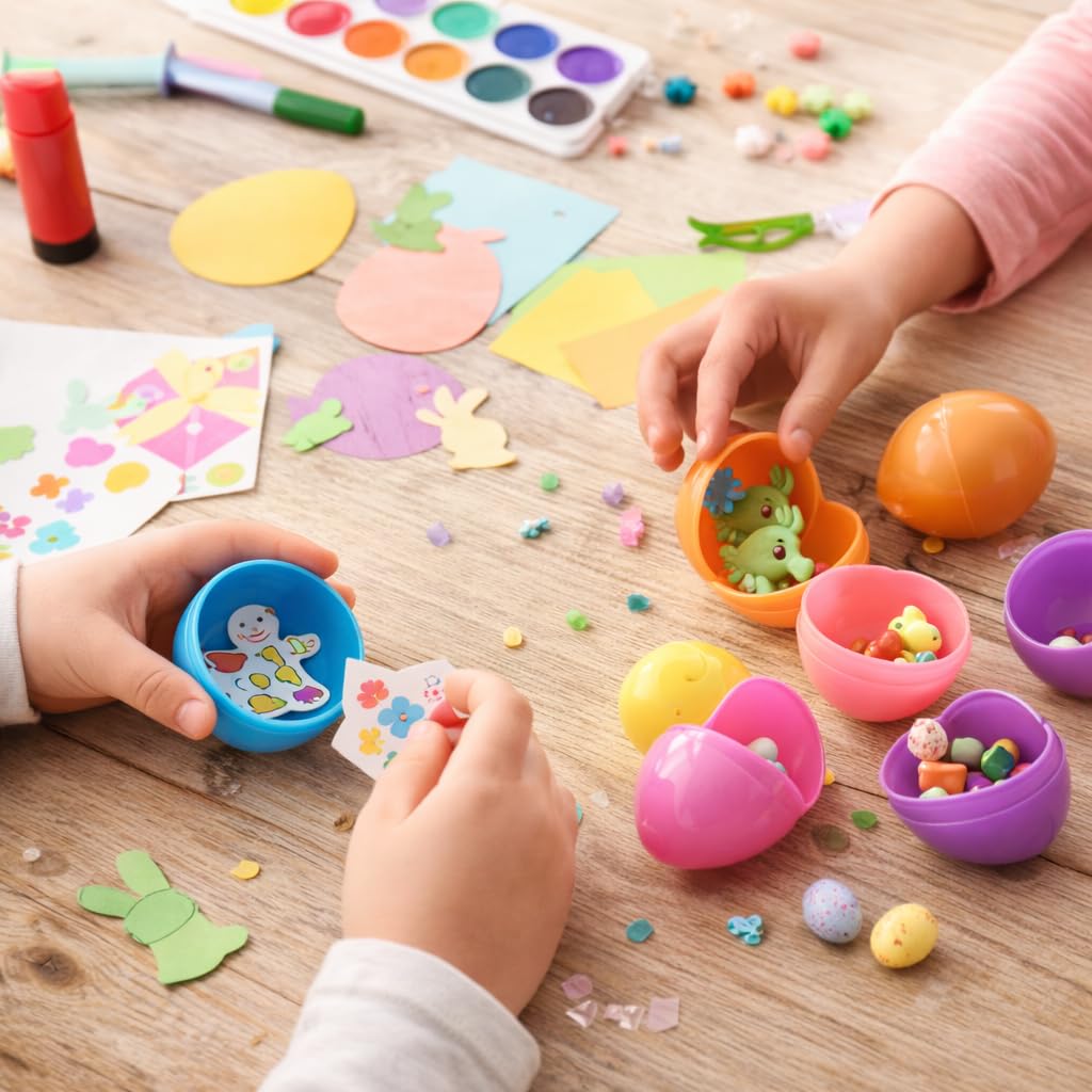 Lot De 12 œufs De Pâques Décoratifs En Plastique – À Remplir De Bonbons – Surprise Pour Enfants – Multicolores