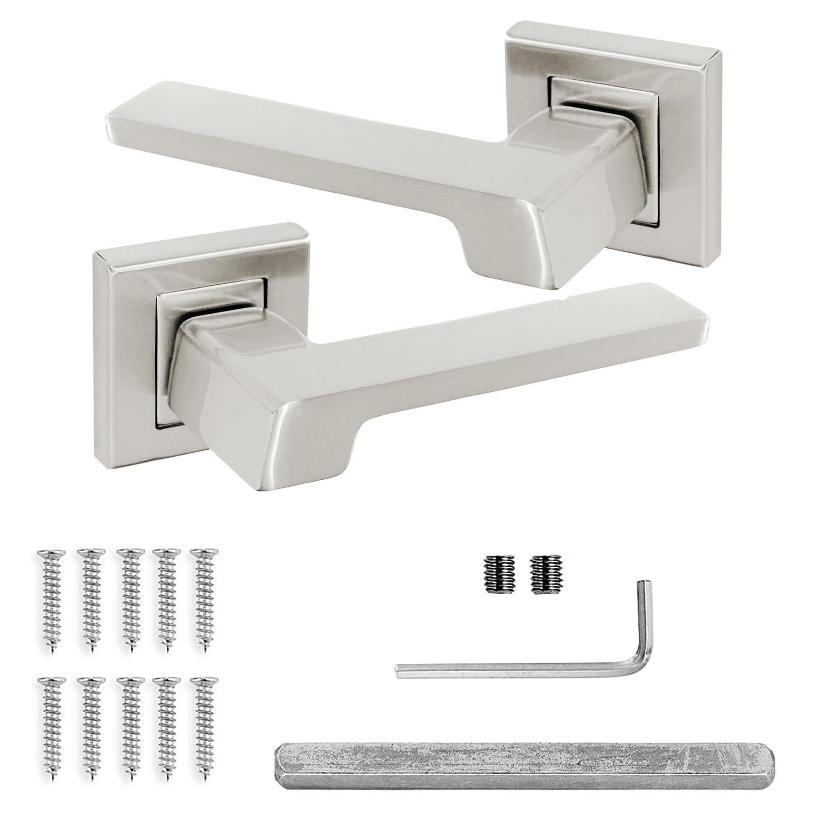 DecoranddecorInternal Door HandlesNickel Door Handle SetDoor Lever HandlesPairSpectra Range from B&Q