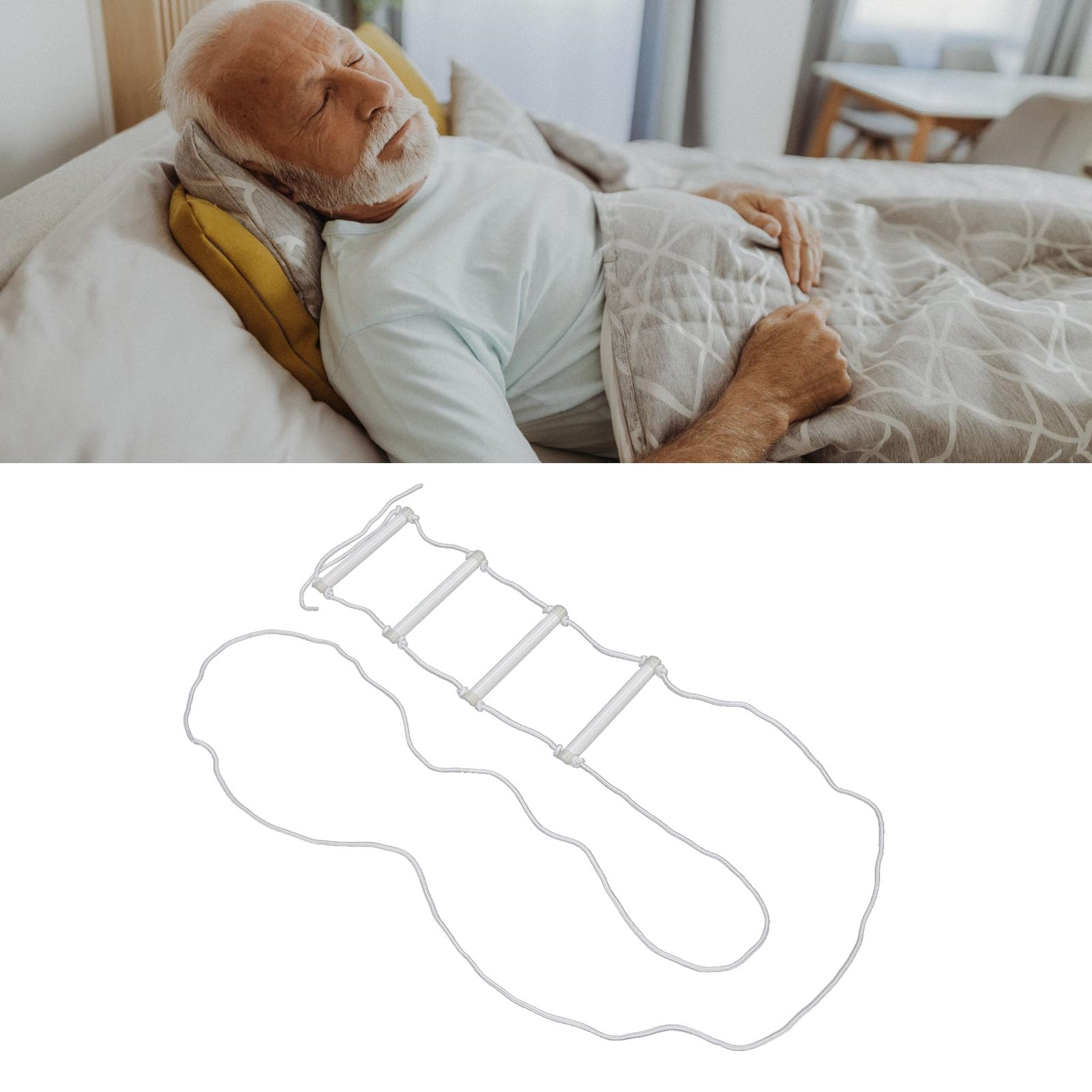 Zoeyilan Bed Ladder Assist, Pull up Helper with 4 Handle Grips Adjustable Luminous Detachable for Elderly, Senior, Injury Recovery Patient, Pregnant, Handicap