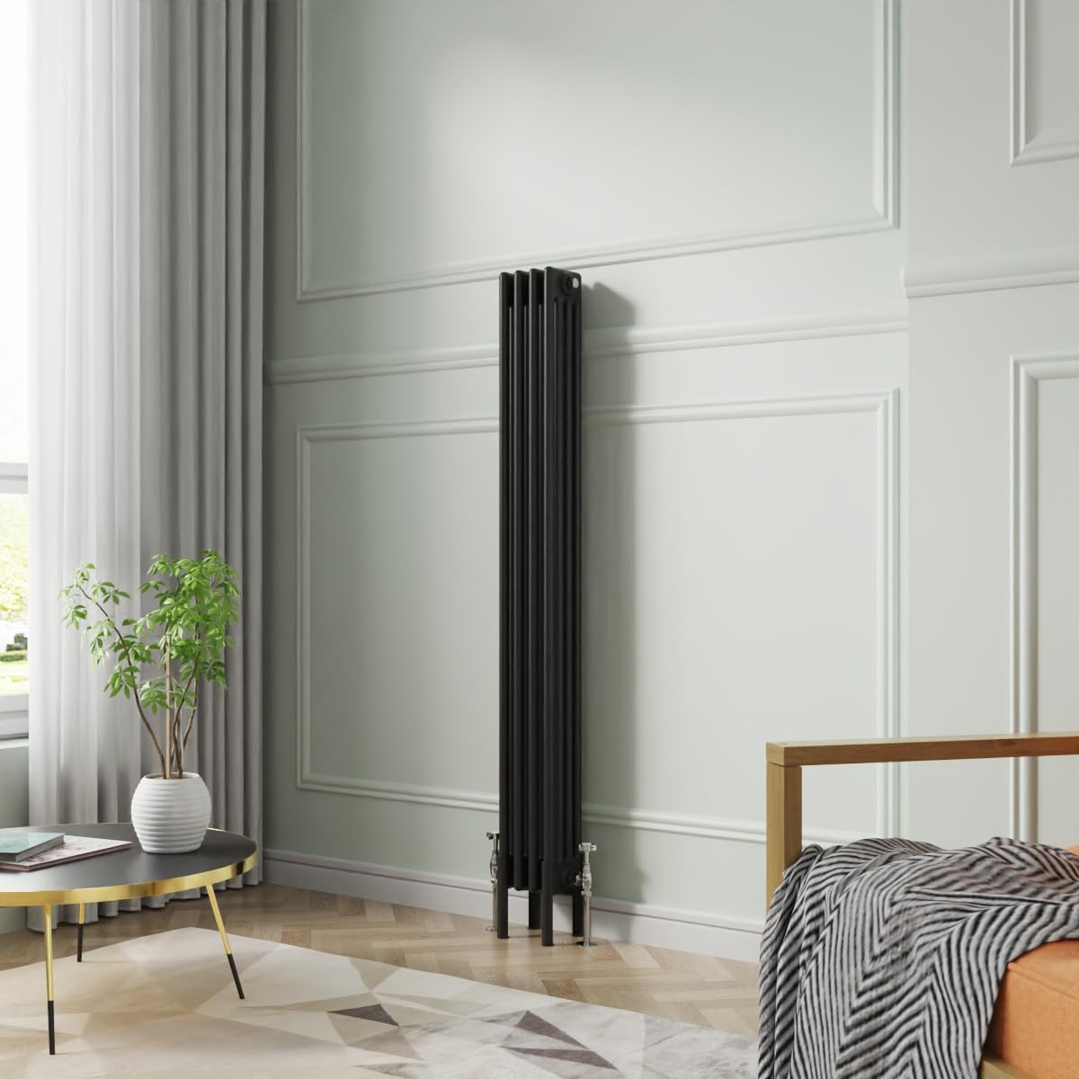 NRG 1500x200mm Black Cast Iron Radiator 4 Column Perfect for Bathrooms, Kitchen, Living Room โ image 1
