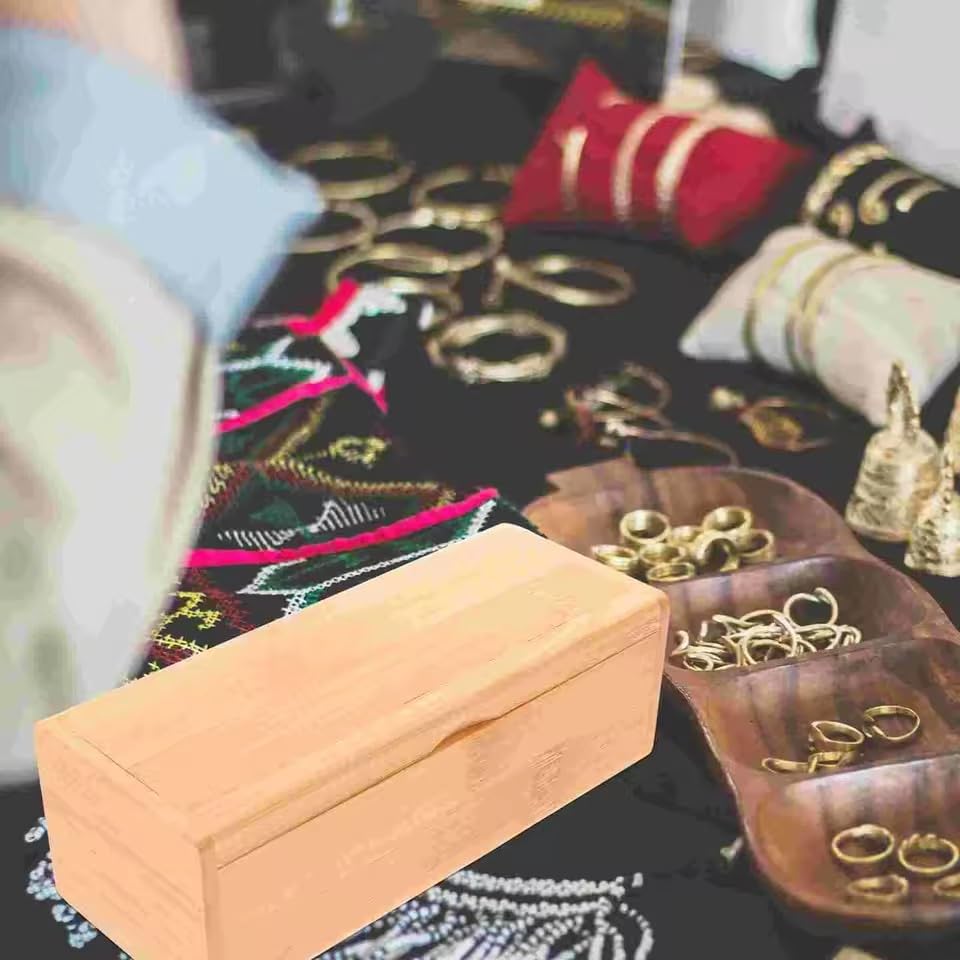 EFFNILIM Storage Box Bread Bedroom Makeup Organizer for Wooden Boxes Breadbasket Container with Lid Keepsakes Bamboo Jewelry Cases Photo