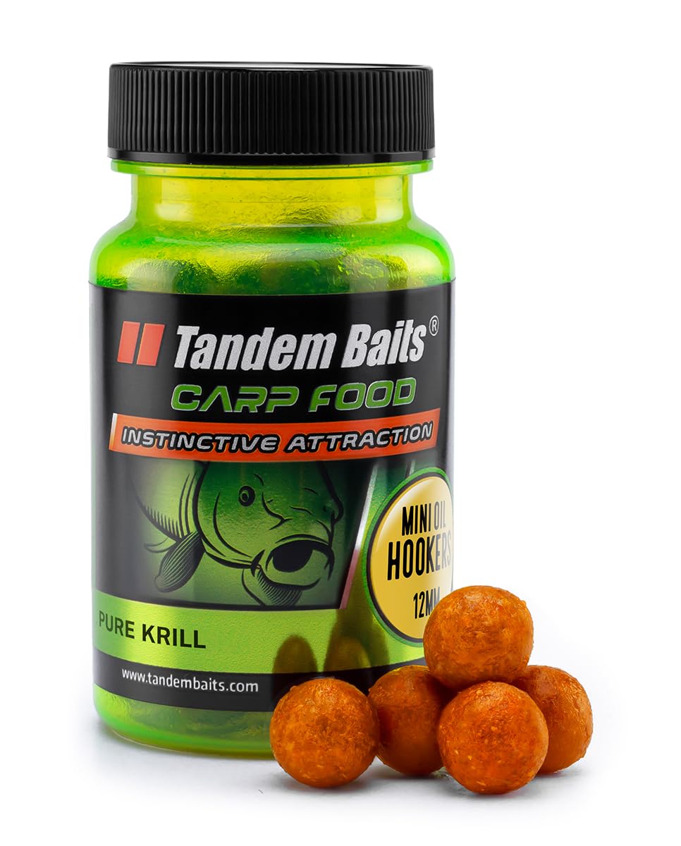 Tandem Baits Carp Food Mini Oil Hookers Pure Crill | Carp Hook Baits | Carp Fishing Without Effort | Bait for Big Fish Fishing | Carp Accessories for Professionals & Hobby Anglers 12 mm 50 g