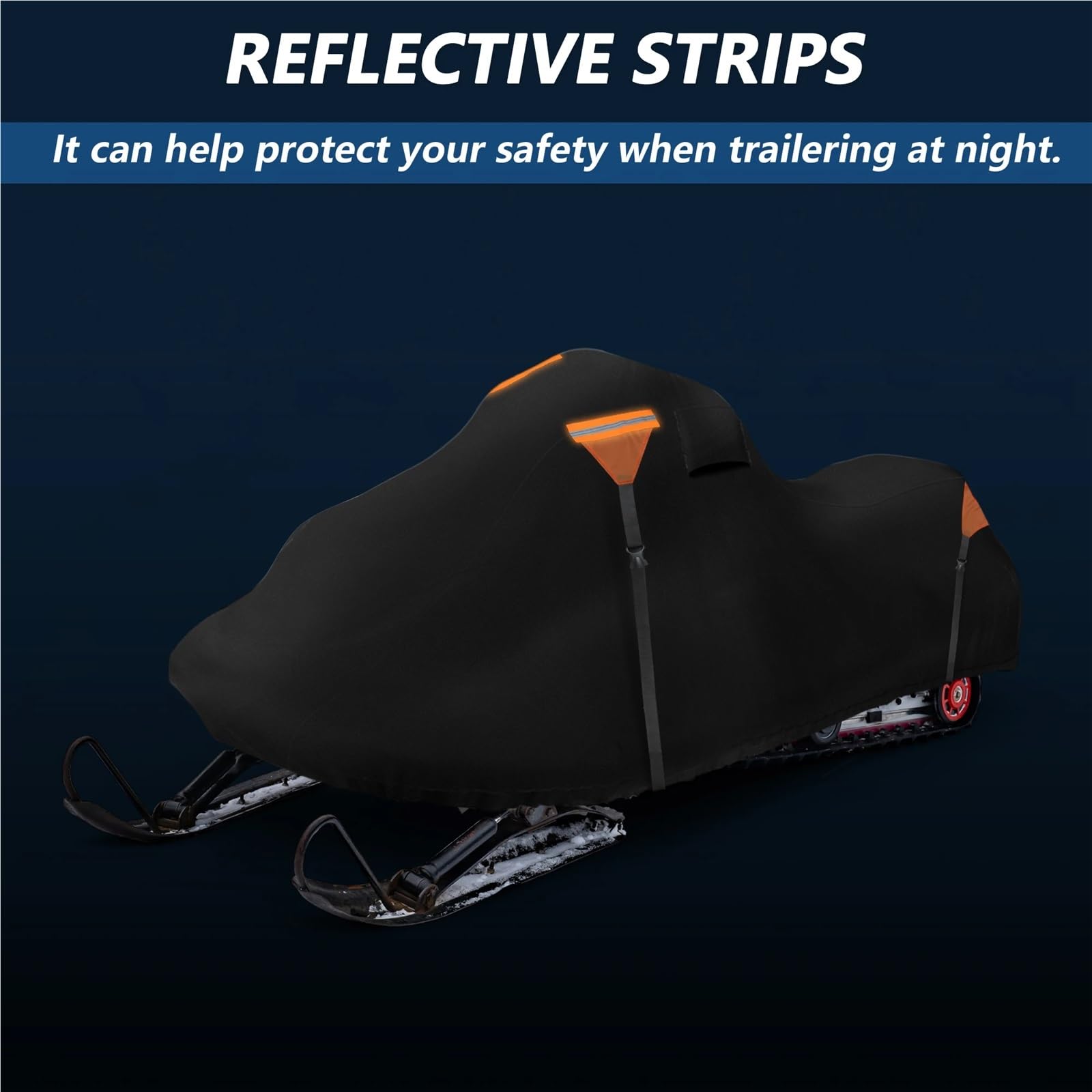 Fundas impermeables para motos de nieve, tela Oxford 420D, ajuste universal, 115 pulgadas (negro A, 370 x 130 x 122 cm)