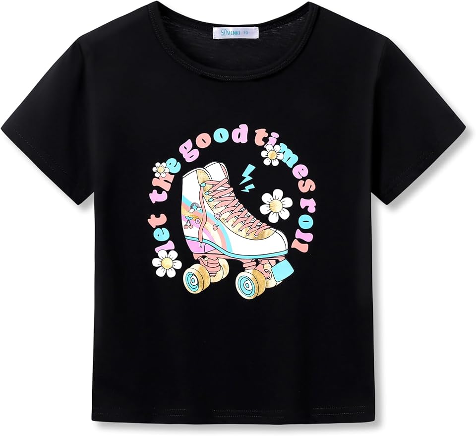 Girls' Graphic Tees: Gymnastics, Roller Skating & Butterfly