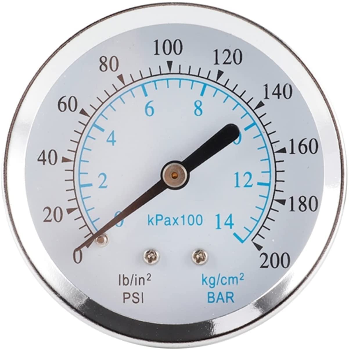 Manómetro de Metal de Doble Escala de 0-200psi/0-14bar, medidor de presión NPT de 1/8 ", medidor de presión de Esfera de Aceite de Agua y Aire de Rosca