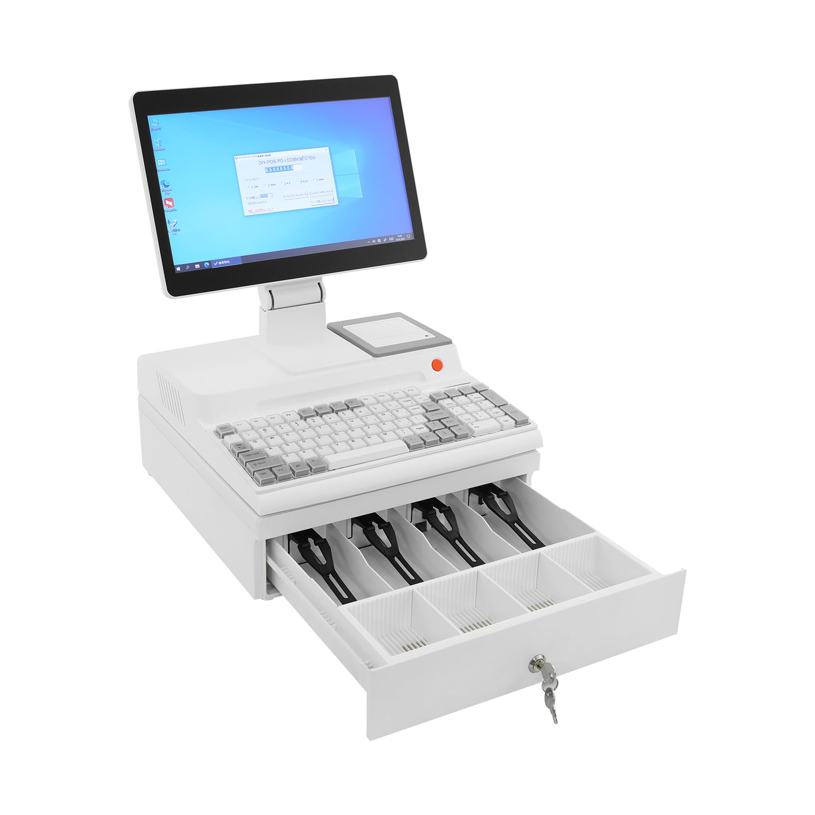 Caja registradora electrónica con pantalla táctil e impresora de recibos para caja registradora | POS con pantalla táctil LCD de 14 pulgadas, pantalla LED para clientes e impresora integrada para pequeñas empresas