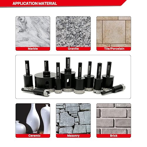 Miniatura 6 de DT-DIATOOL Broca de diamante con núcleo de diamante, sierra de agujero de 1-38 pulgadas, vástago hexagonal para porcelana, cerámica, mármol,