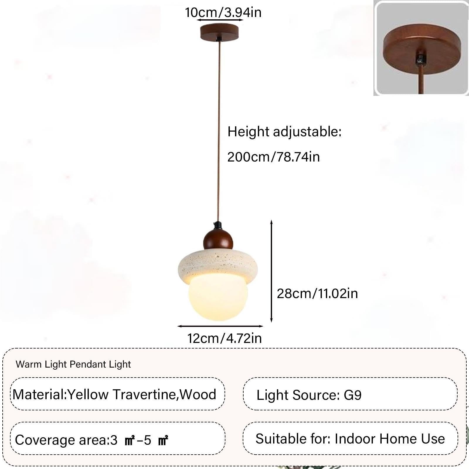 Petite lampe suspendue en travertin de style ferme du milieu du siècle