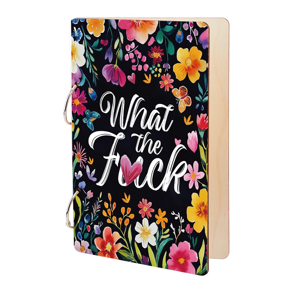 SUPERDANT What the F*ck Greeting Card Organizer Planning Book Binder Card Keeper Butterfly Flower Wooden Loose Leaf Photo Album 2-Rings Cover Keepsake for Birthday Gift โ image 1