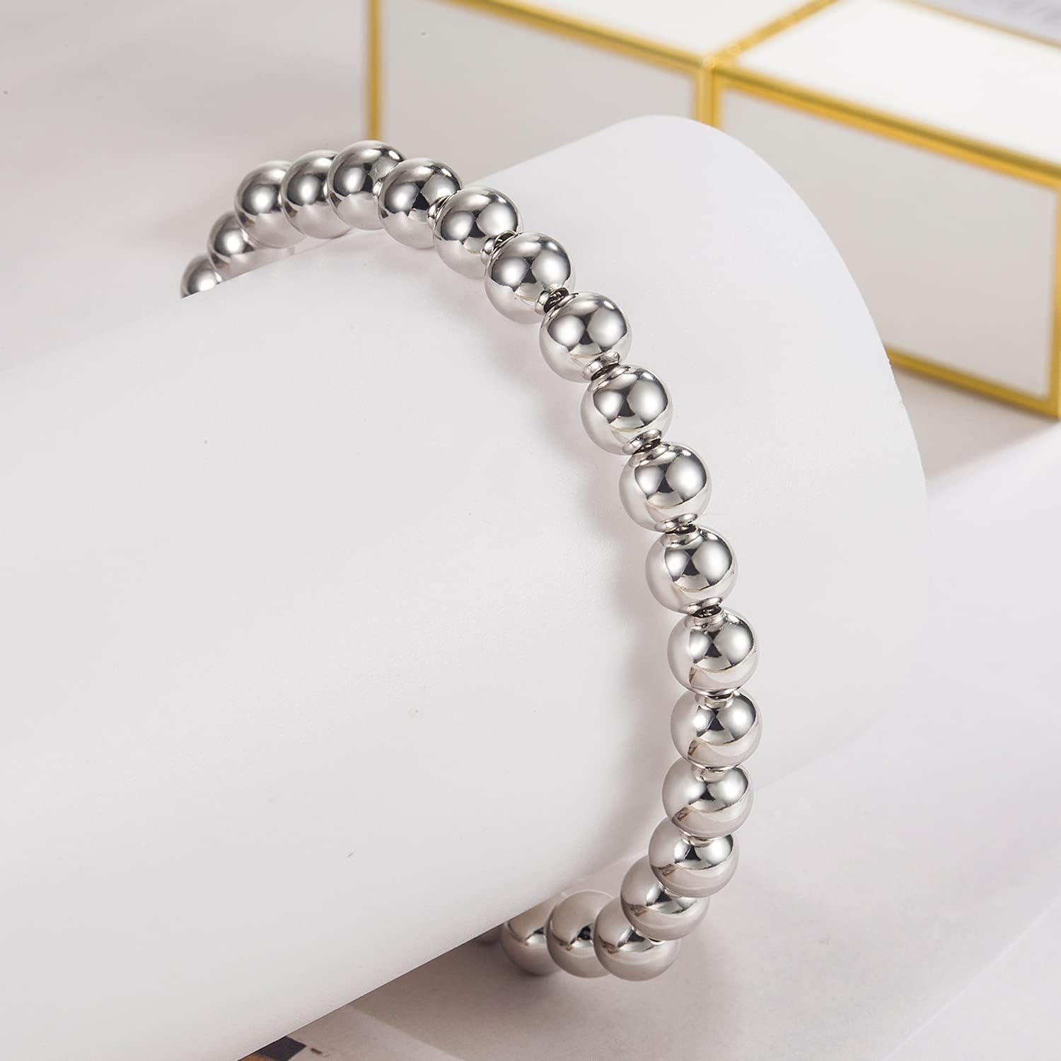 Dankadi Women 925 Sterling Silver Round Bead Bracelet Minimalist 4-6MM 13-21CM Bell and Heart Pendant Prayer Beads Link Chain Bracelet Men Charm Jewelry Gift - Image 6