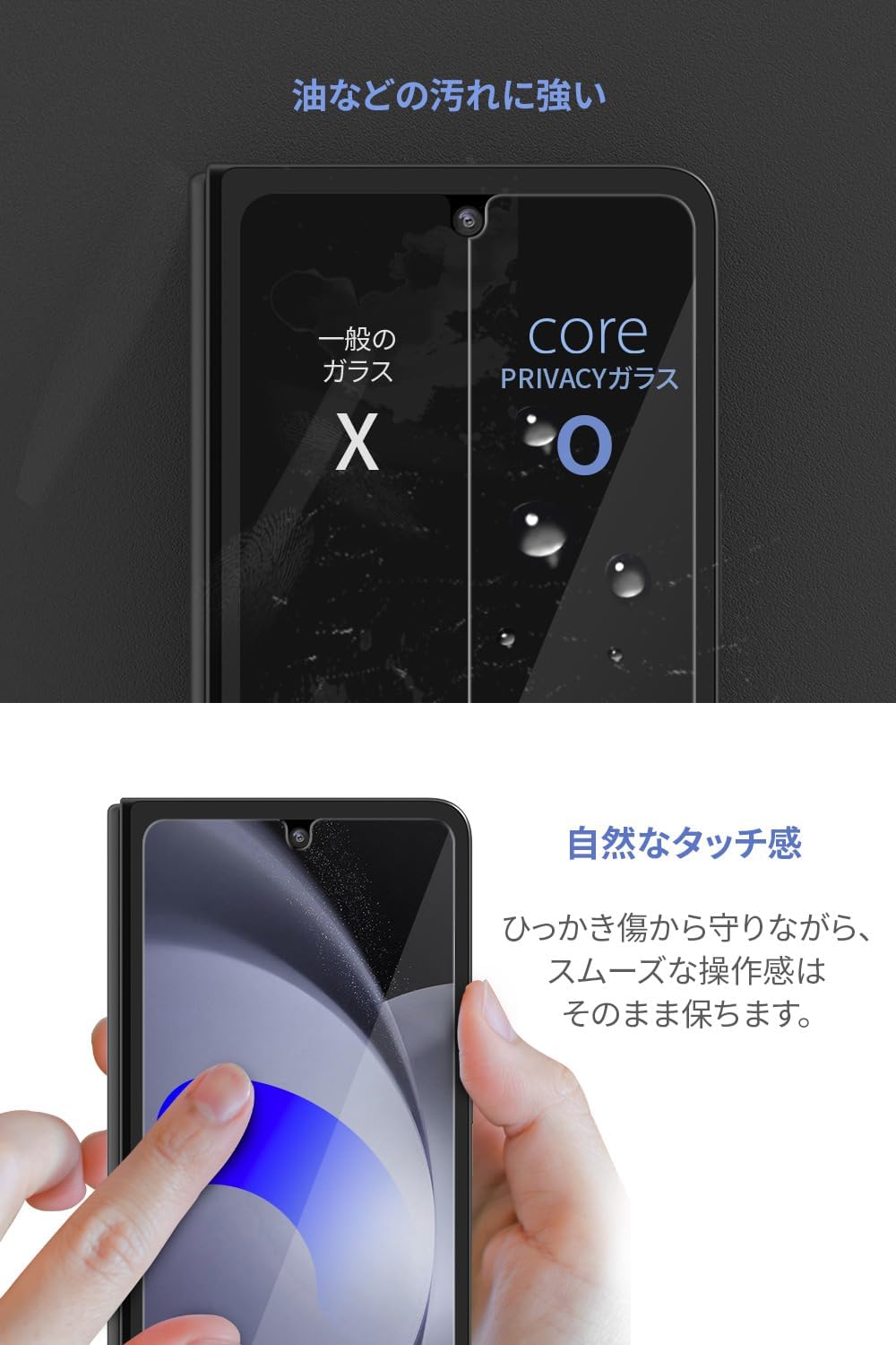 araree Galaxy Z Fold 5 Compatible Tempered Glass Film [4 Layer Privacy Protection Micro Louver Technology Stress Free Shatterproof Fingerprint Resistant] Samsung Galaxy Z Fold5 Glass Film CORE (2 Pack) AR25272GZFD5