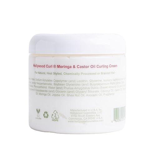 Miniatura 2 de Hollywood Curl Moringa y aceite de ricino infundido en crema para cabello rizado, para mujeres y hombres, control de cabello ondulado, encrespado,