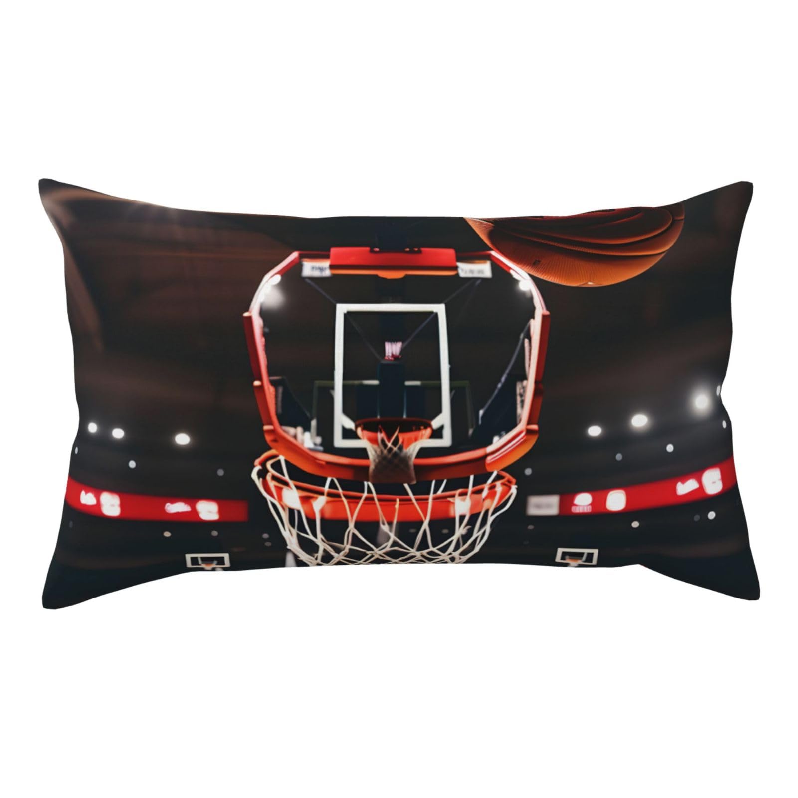 Basketball Double Sided Fluffy Pillow Cover 20x36 Printed Soft Plush Decorative Case for Sofa Living Room