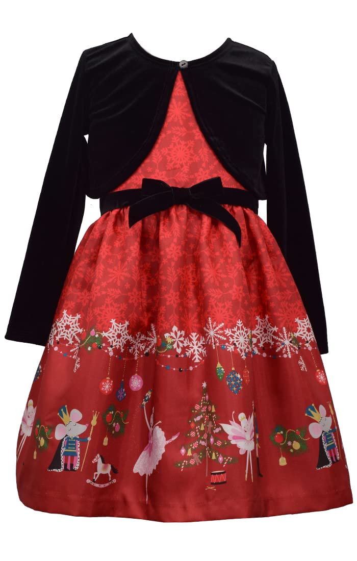 Bonnie Jean Christmas Dress - Nutcracker Dress with Gold Cardigan