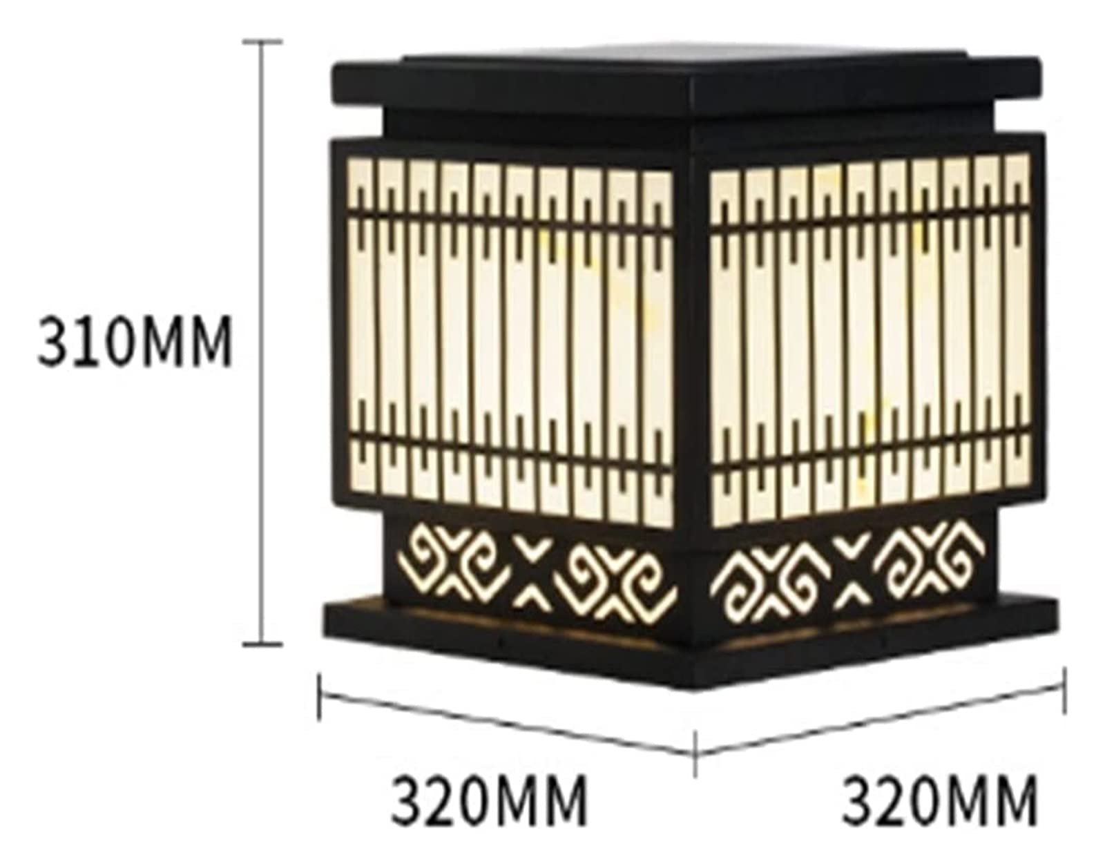 Lampade a colonna per esterni a luce da cortile, luci a palo per palo di recinzione Lampada a colonna per lanterna per la decorazione del giardino del patio a superficie piana con sorgente luminosa a