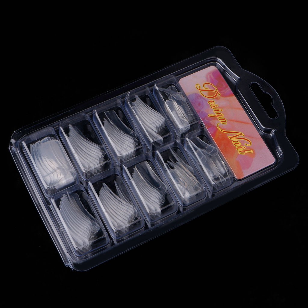 100Pcs Natural/Clear French Acrylic False Nail Art Fingernail Full/Half Tips Box Sticker