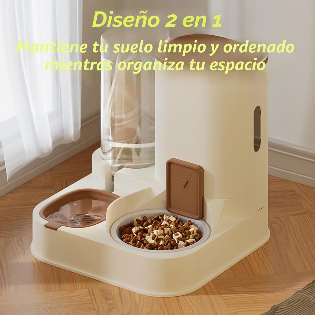 Comida automática para Gatos 2 en 1, dispensador de Comida de Viaje y dispensador de Agua para Perros, Gatos, Mascotas, extraíble, fácil de Limpiar, el tamaño de la Tapa es Ajustable, Piscina