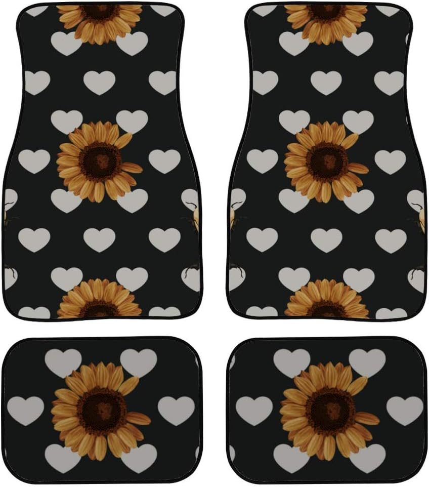 ZXN Car Floor Mats Printable Pattern Sunflowers Bees Print Design Carpet Car SUV