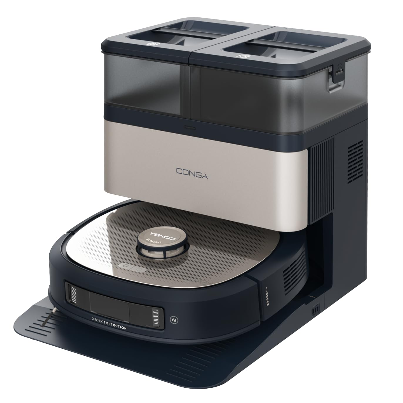 Cecotec Robot Aspirapolvere e Lavapavimenti con Stazione Autovuotante, IA e Laser Conga Z100 X-Treme. Navigazione Laser e Intelligenza Artificiale, 20000Pa, Lavaggio Professionale, Mocio XXL