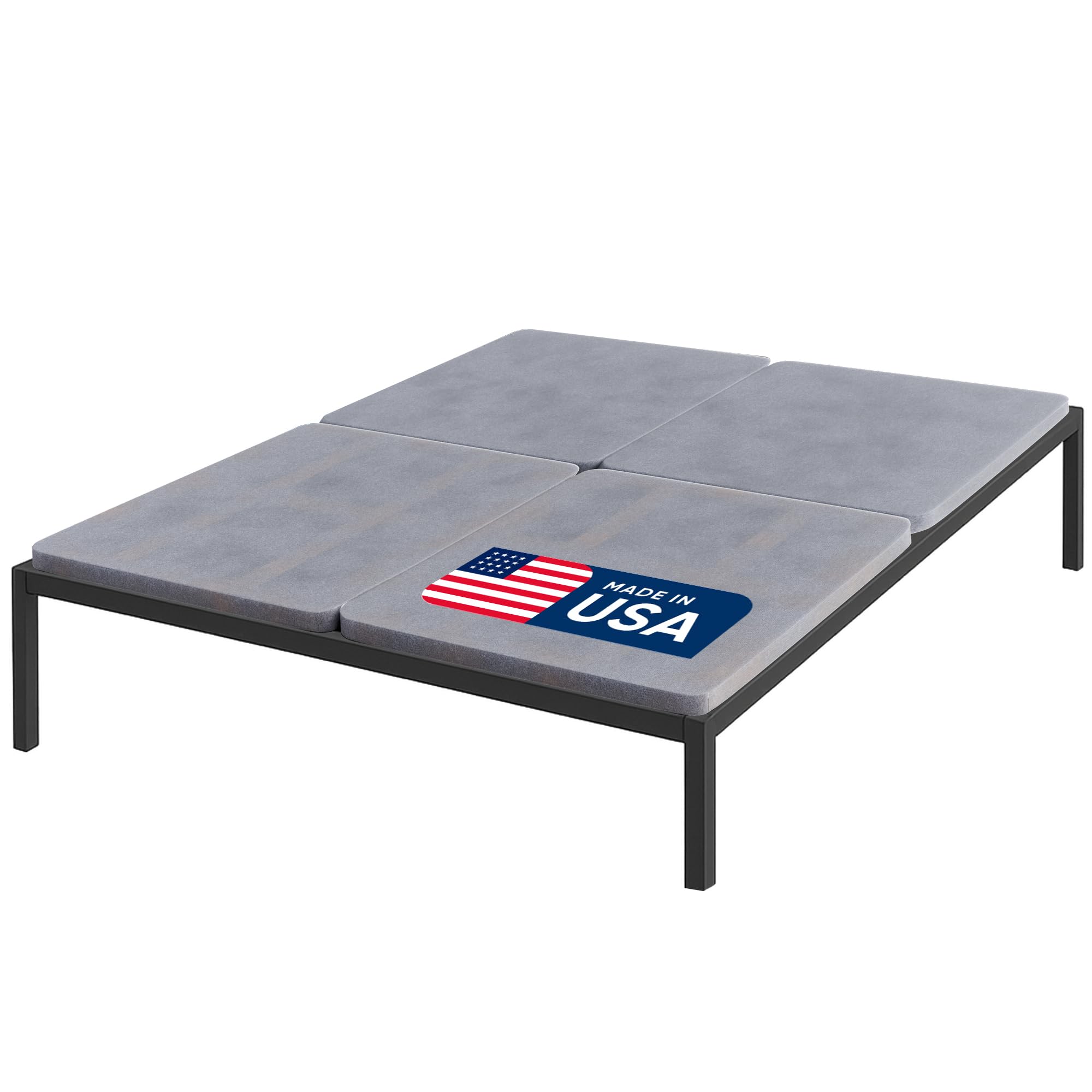 Treaton, 1.5" Split Wood Bunkie Board King Size Bed - 4-Piece Under Mattress Support, Fully Assembled, Fabric Ventilation Cover-Replaces Wooden Slats