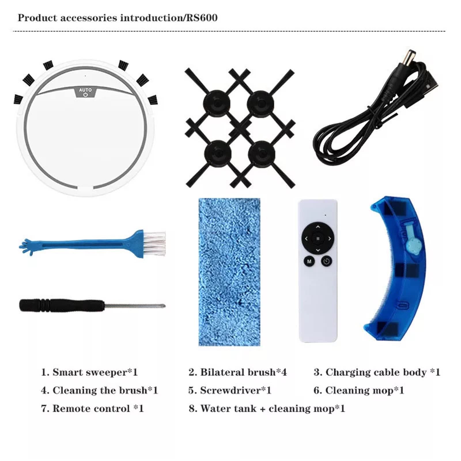 Robot Aspirapolvere Robot Aspirapolvere Wireless Mop Spazzare Pulizia Pavimento Casa Telecomando Smart Dry Wet (Schwarz)