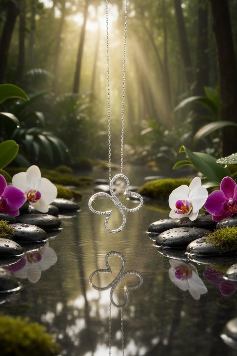 925 Sterling Silver Sparkling Butterflay Cubic Zirconia Pendant Necklace 16 inches + 1 in extender. Pendant 26mm - Image 4