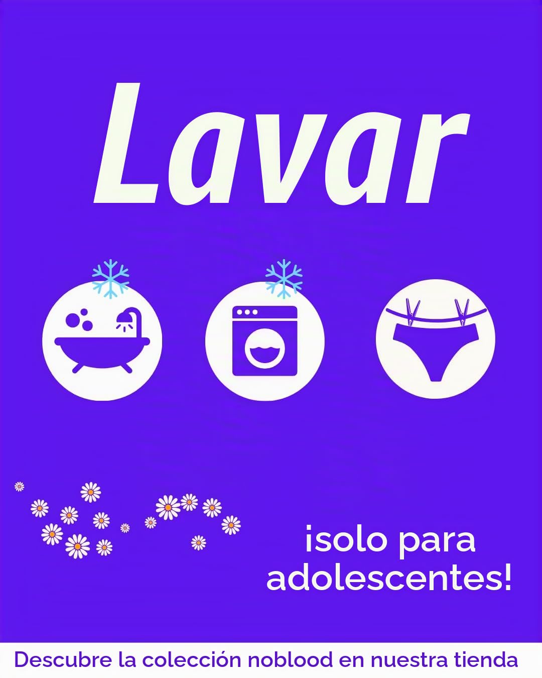NoBlood - 3 Bragas Menstruales Niñas 10-18 años Flujo Abundante Algodón | Para adolescentes: shorts menstruales cómodos para chicas activas. Perfectos para el día a día y el deporte.