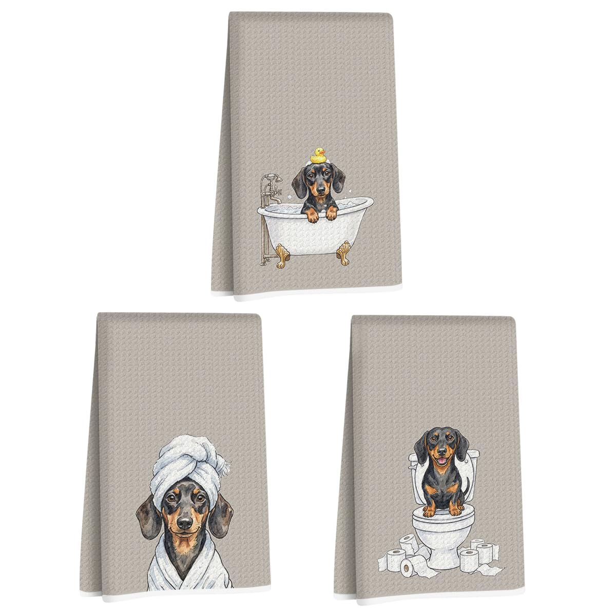 3 Pcs Funny Dachshund Hand Towel, Dachshund Gifts Reusable Dish Towels