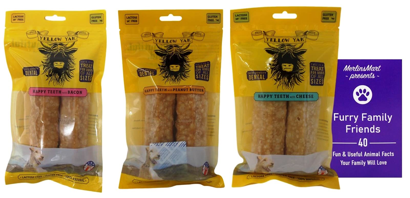 Buy Yellow Yak Happy Teeth Dental Chews for Dogs 3 Flavor Variety, (1