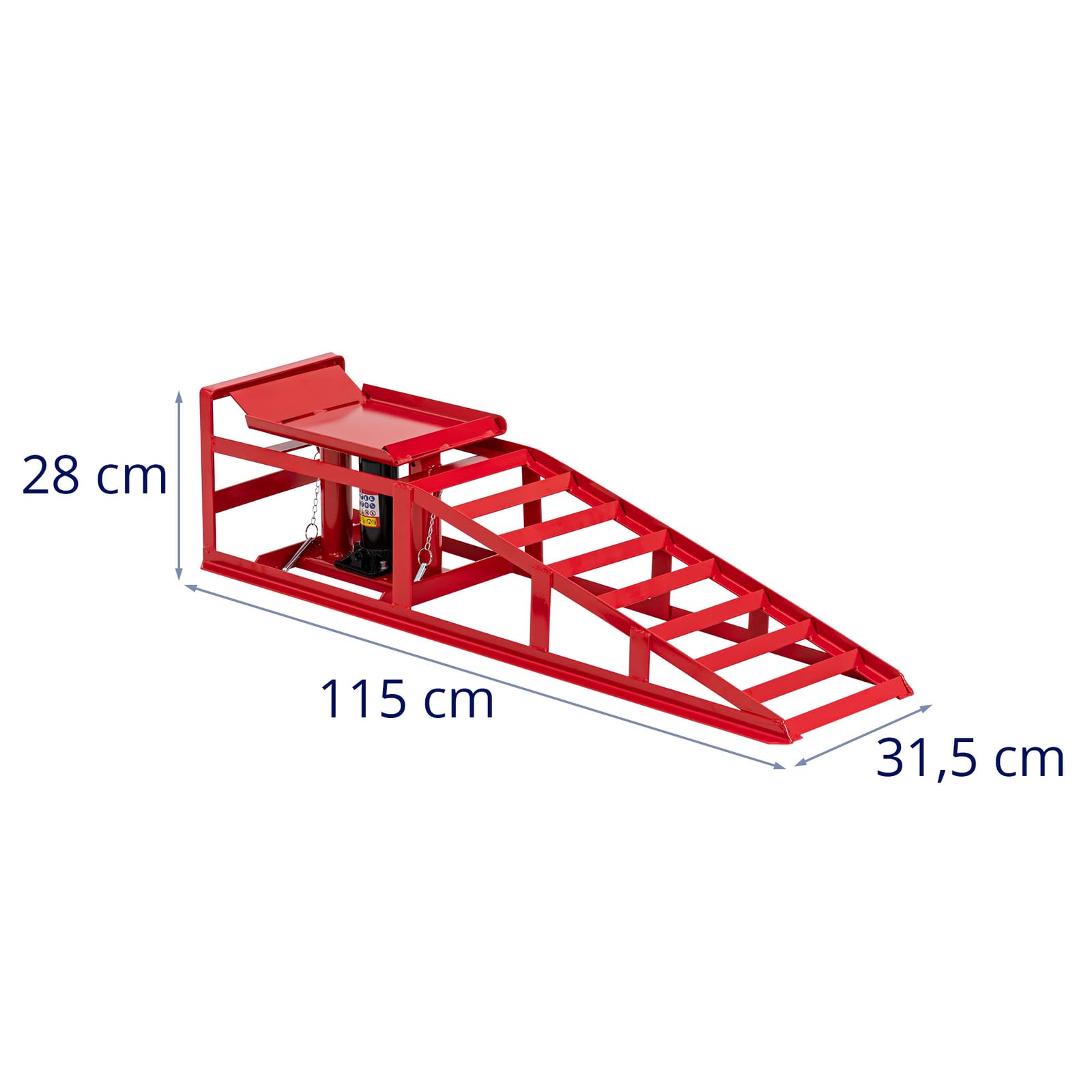 MSW Lot de 2 rampes d'accès hydrauliques jusqu'à 2000 kg Hauteur 235-325 mm Largeur de pneu 265 mm Rampe d'accès réglable en hauteur