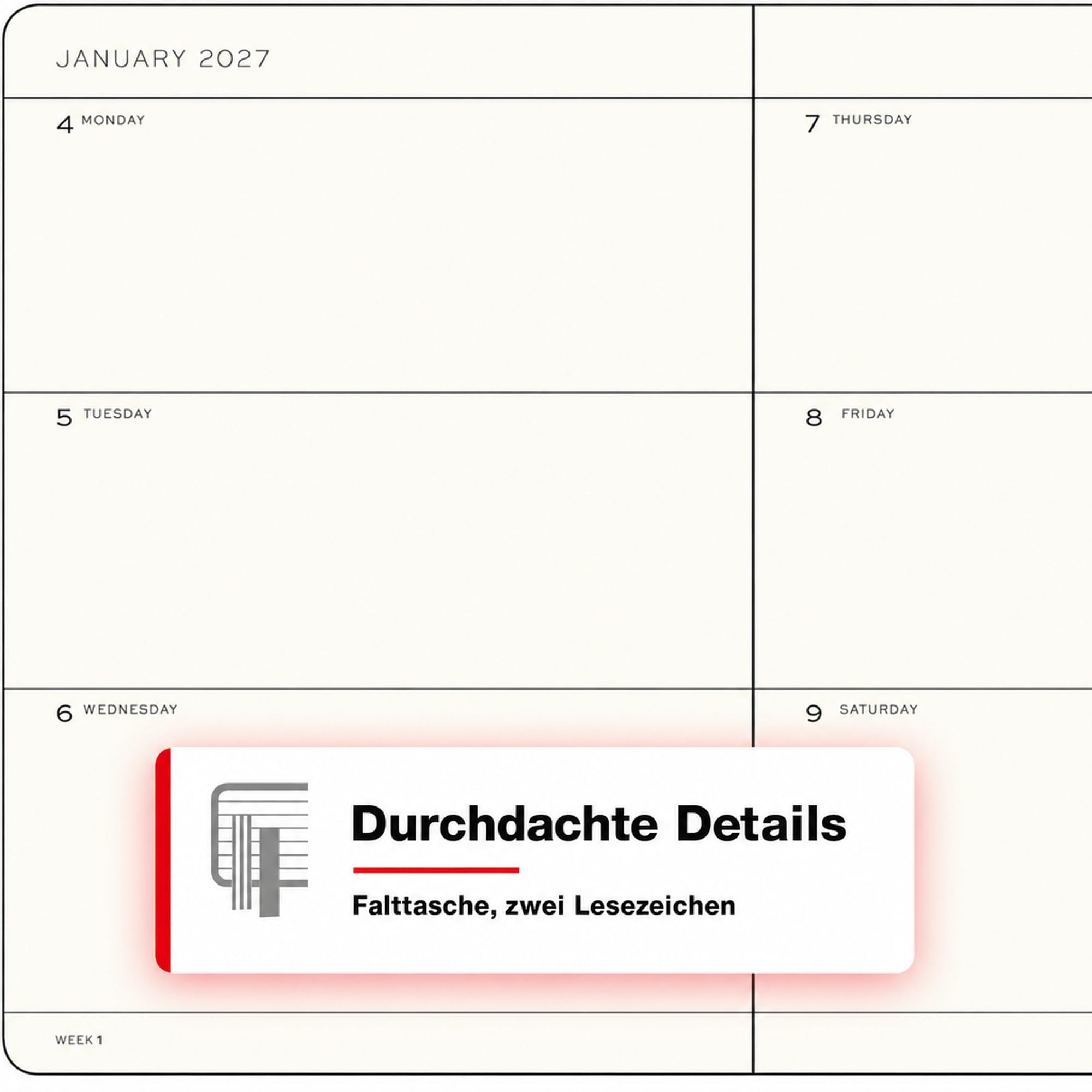 LEUCHTTURM1917 Agenda semanal 2027 tamaño mediano (A5) – Inglés, girasol, tapa dura, 145 x 210 mm, 18 meses – 07. 2026 – 12/2027, 1 semana por página doble, papel de 80 g/m² con alta compatibilidad