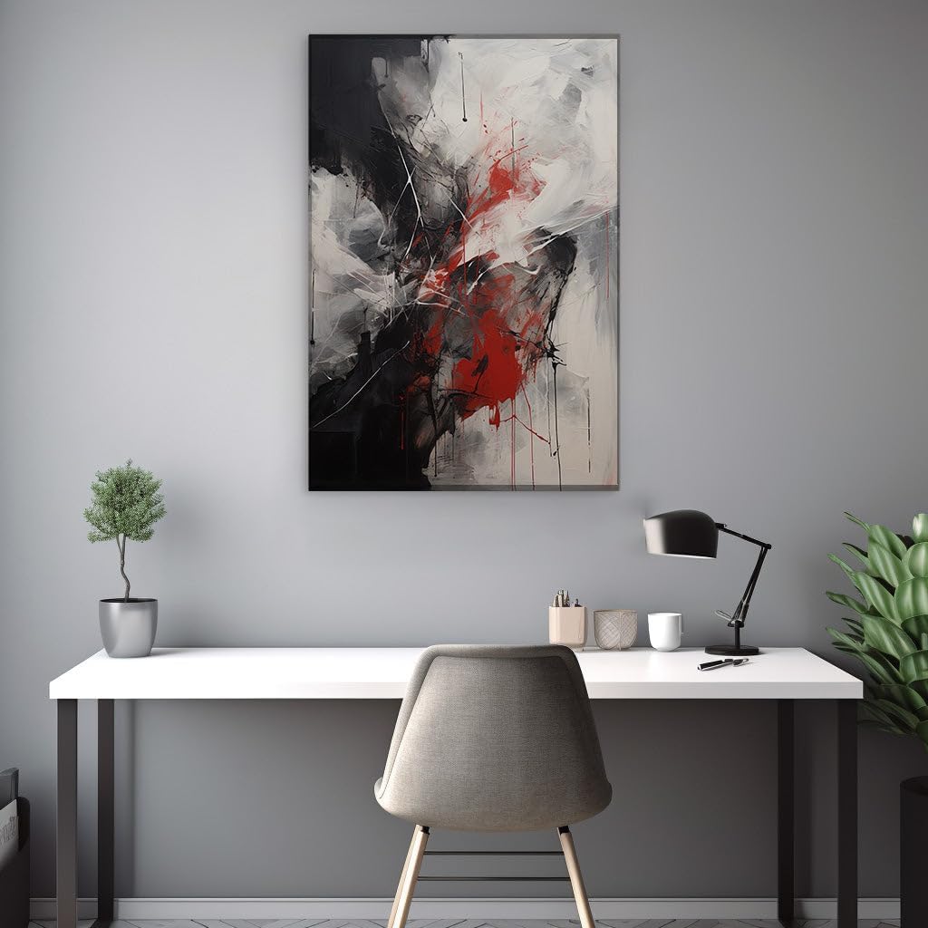 Canvas for Living Room. Unleashing Vitality in Monochrome A Symphony of Contrast and Energy in Abstract Art, 27 x 18 inch Canvas Wall Art - Contemporary Masterpieces - Modern Home Decor
