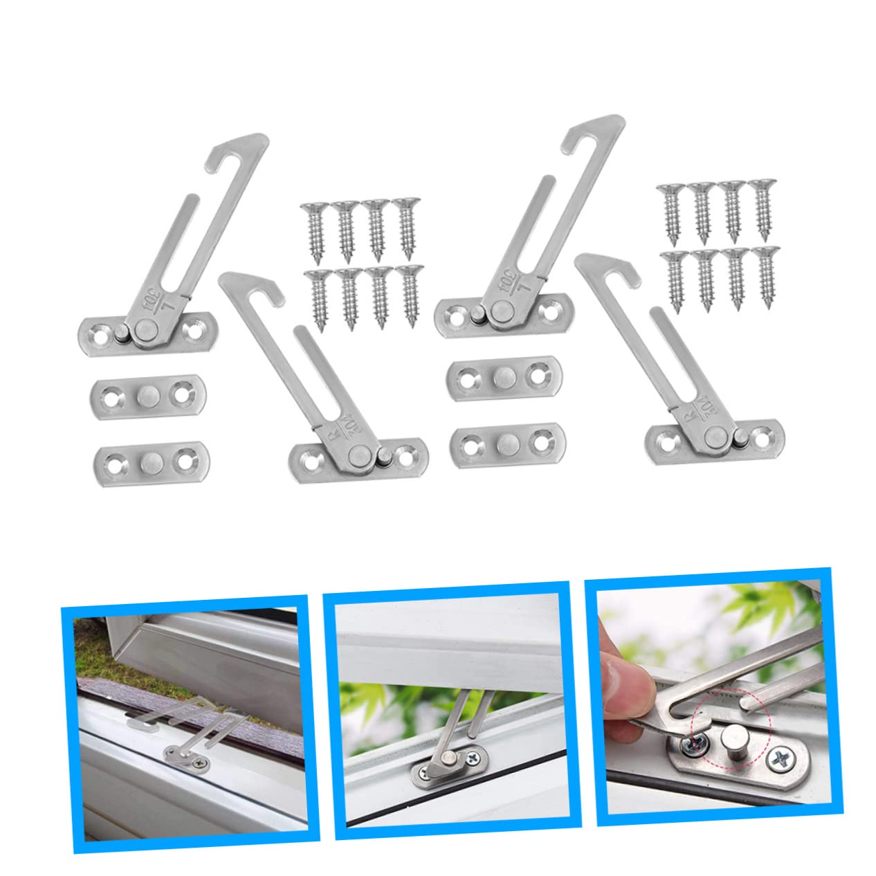 OSALADI Lot De 2 Butées De Fenêtre Coulissantes À Friction Améliorée Pour Enfants Faciles À Installer 4 Pièces X 2