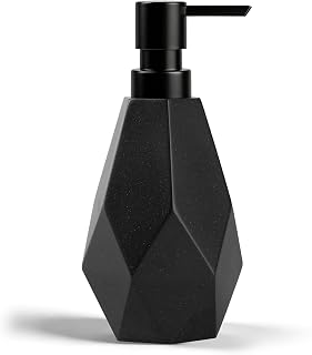 Seifenspender schwarz matt - Skara - Soap Dispenser im Fels-Design - Spülmittelspender Küche und Bad für Nordic-Liebhaber - Pumpspender, geeignet für Flüssigseife oder Spülmittel