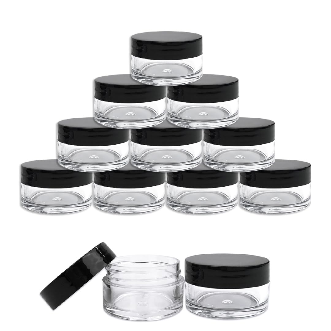 12 Pieces , Black : Beauticom 20 gram/20ml Empty Clear Small Round Travel Container Jar Pots with Lids for Make Up Powder, Eyeshadow Pigments, Lotion, Creams, Lip Balm, Lip Gloss, Samples (12 Pieces, Black)-image-29