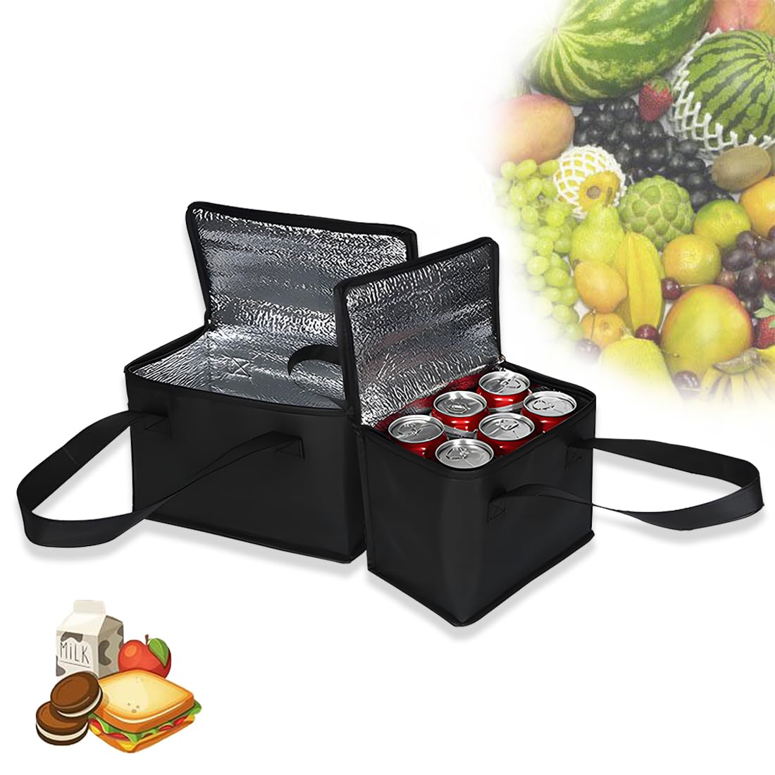 XOUDKE Bolsa Isotermica Camping, Playa, Nevera Térmica Refrigeradora para Picnic, Almuerzo, Comida,28 * 14 * 17CM (Schwarz)