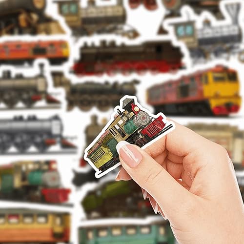 Miniatura 3 de Paquete de 20 calcomanías de vinilo impermeables de tren vintage a granel, calcomanías retro para vehículos ferroviarios para adultos, adolescentes,