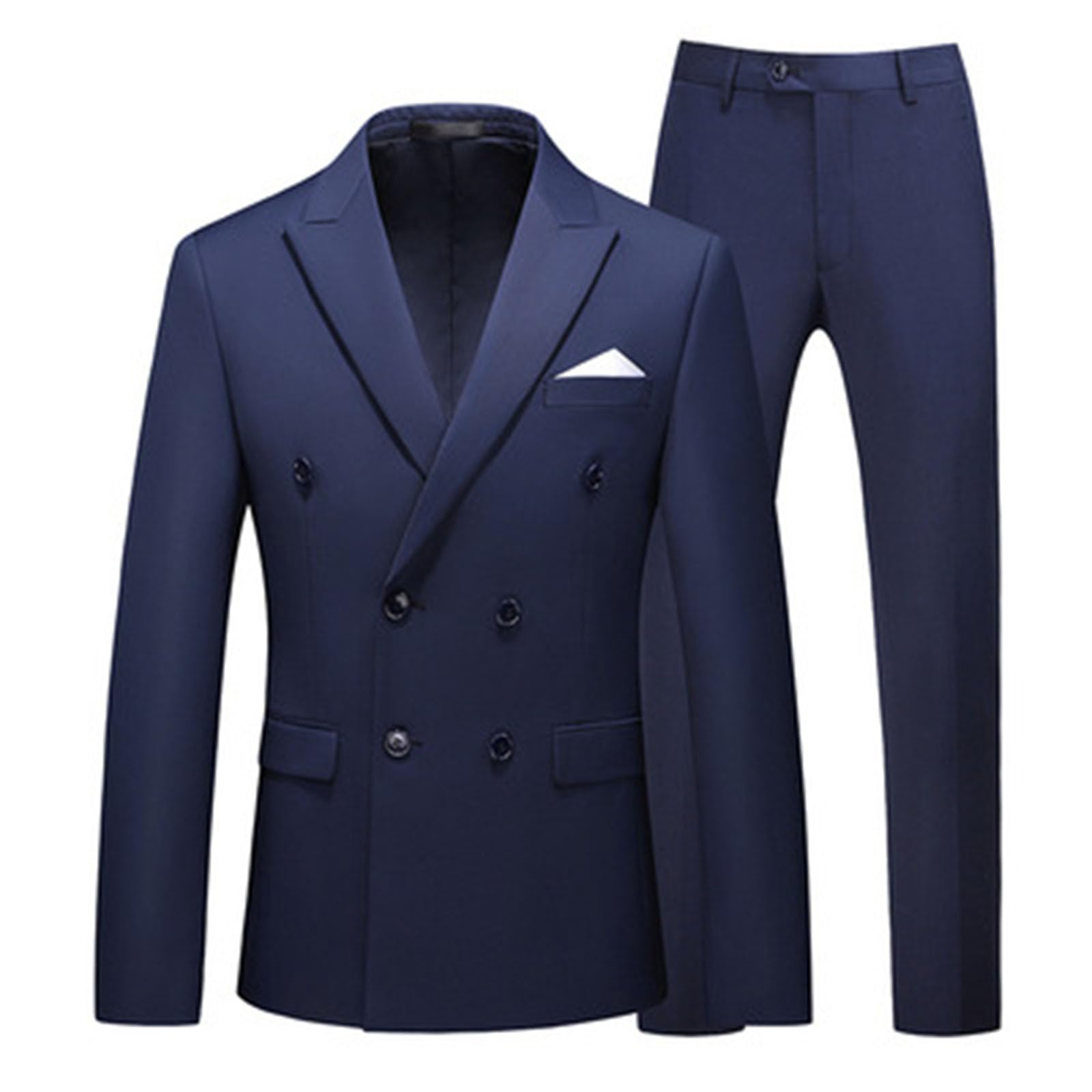 Costume Homme 2 pièces Slim Fit Smoking Blazer Croisé à Deux Boutons Men Suits 2 Piece pour Mariage Business Fête Confort Blazer Chic et Elegant Veste et Pantalon Grande Taille Costumes Et Vestes