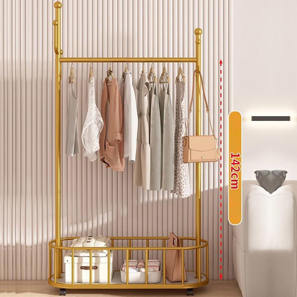 Platzsparende Industriegarderobe mit Rollen, Metall-Kleiderständer für Flur, maximale Traglast 60/80/100 cm x 30 cm x 174 cm, stabile Kleiderstange für einfache Befestigung