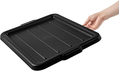 Miniatura 7 de Restaurantware - Solo tapa RW Clean 23.2 pulgadas x 16.9 pulgadas, 1 tapa a presión para caja de autobús - Con asas, tapa de plástico negro para