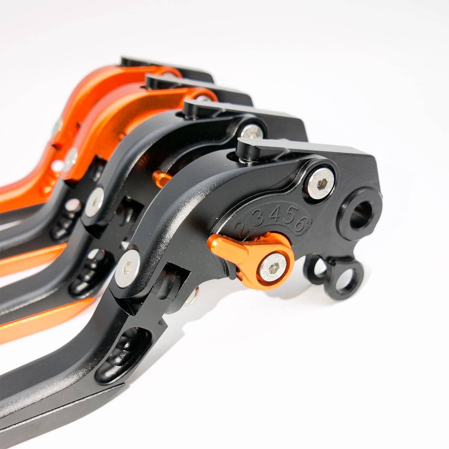 Compatibile con KTM 690 SMC/SMC-R/Duke/Duke R 2012-2013, leve del freno e della frizione, in alluminio CNC, estensibili, regolabili, accessori (arancione, nero, arancione, nero)