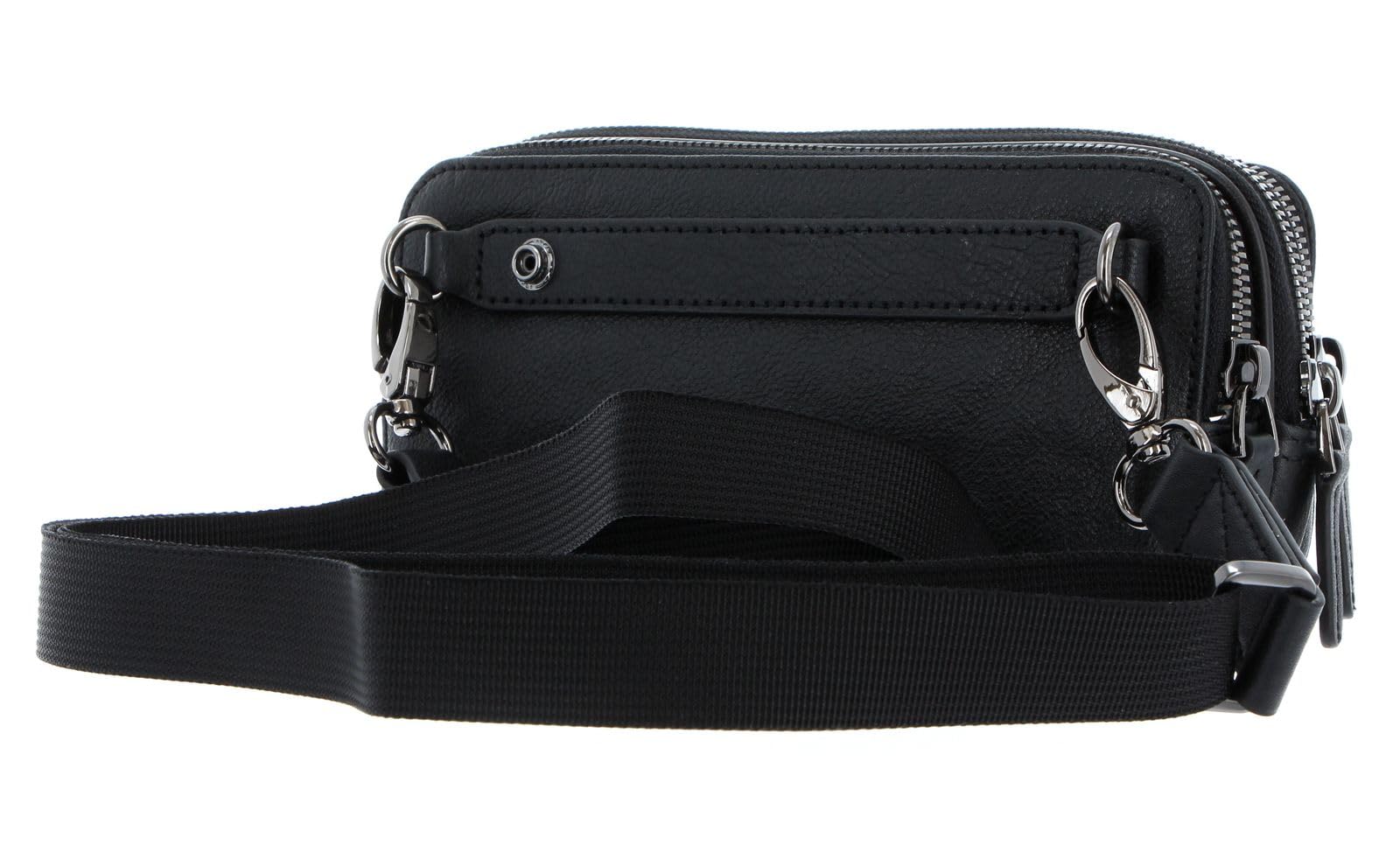 PIQUADRO – Pochette in Pelle Black Square – 3 Scomparti, Polsiera Rimovibile, Protezione RFID – Colore Nero – Uomo