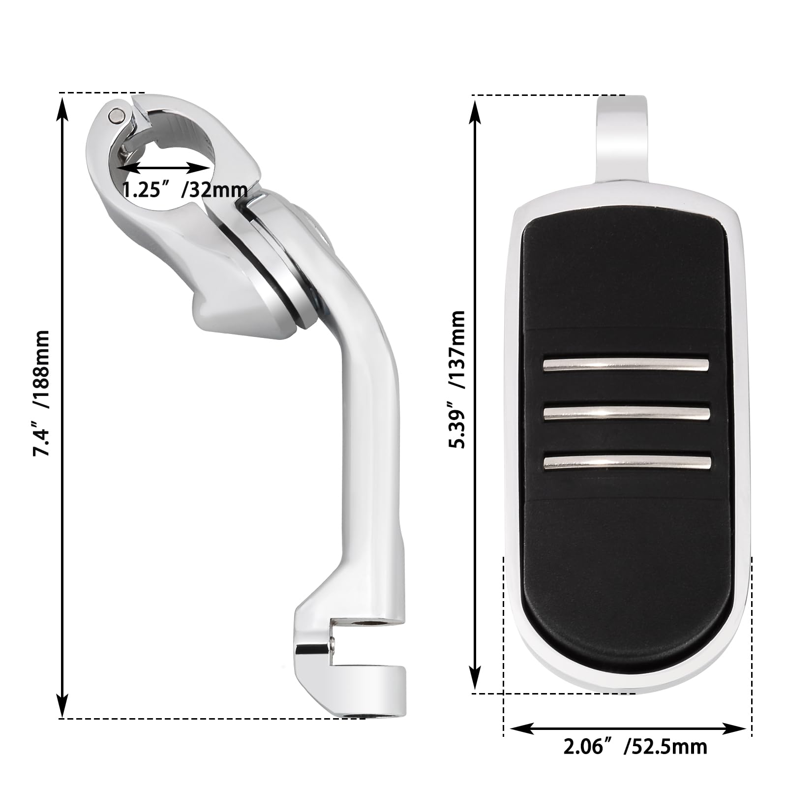 Regulowane podnóżki do autostrady 32 mm z zestawem do montażu pod długim kątem, uniwersalne do Harley, Honda, Kawasaki, Suzuki, Yamaha, Indian, Victory Motorcycle w/1-1/10.2 cm osłona