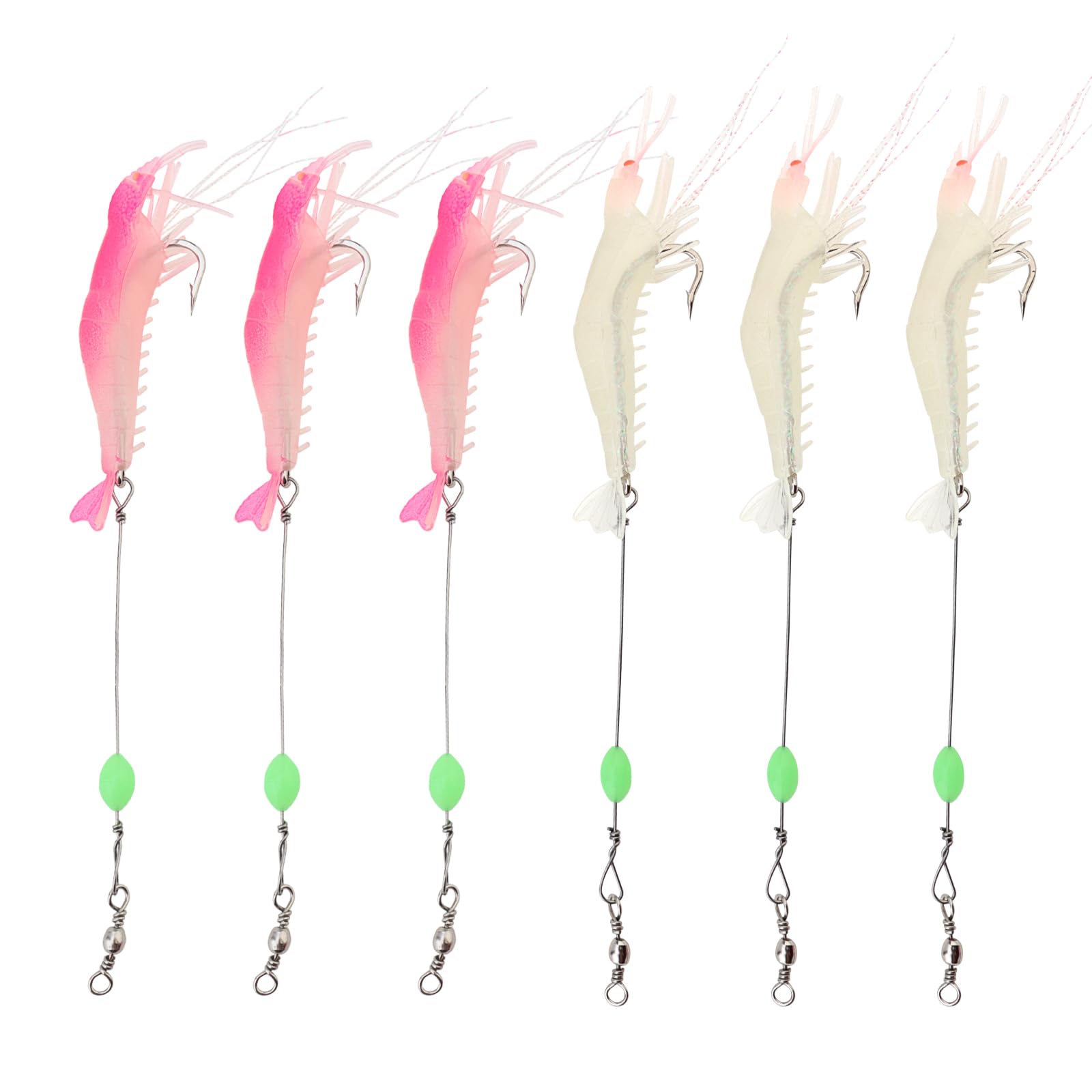 Esche da pesca in acqua salata esche per gamberetti, esche luminose e morbide per gamberetti, esche artificiali in silicone con ganci per trota, spigola, salmone