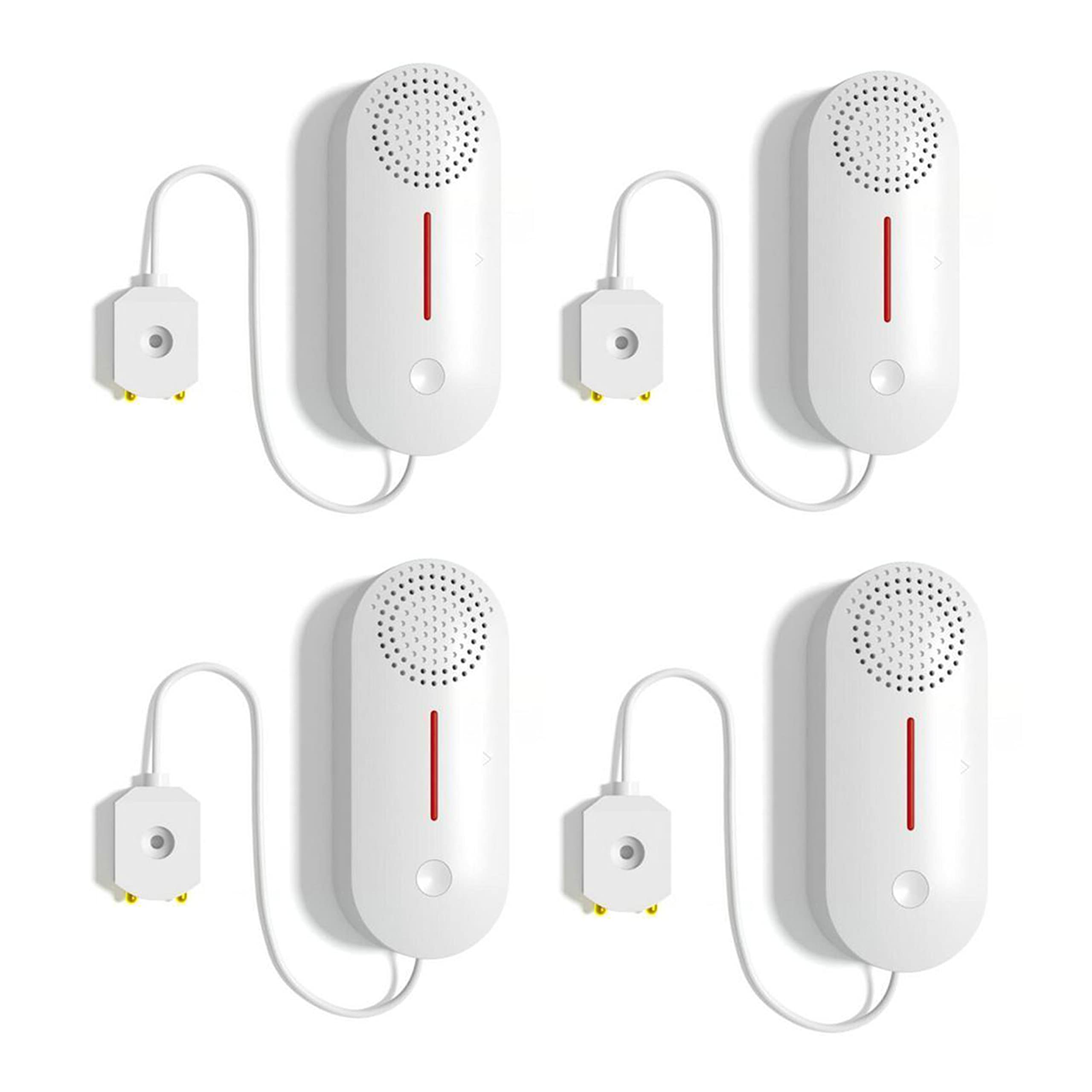 Tuya/pour Smart Life Lot de 4 détecteurs de fuite WiFi avec son fort de 100 dB, alertes de notification par application pour Smart Life