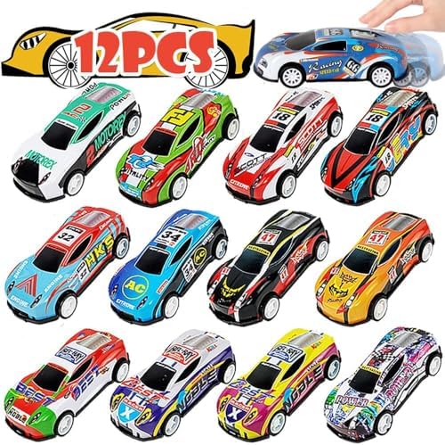 Amitasha 12 Unbreakable Racing Die-Cast Cars for Kids Pull Back Vehicles Metal Alloy Pull Back Car Toys for Boys Age 3 Years Birthday Gift (12 Metal Cars )(assorted)