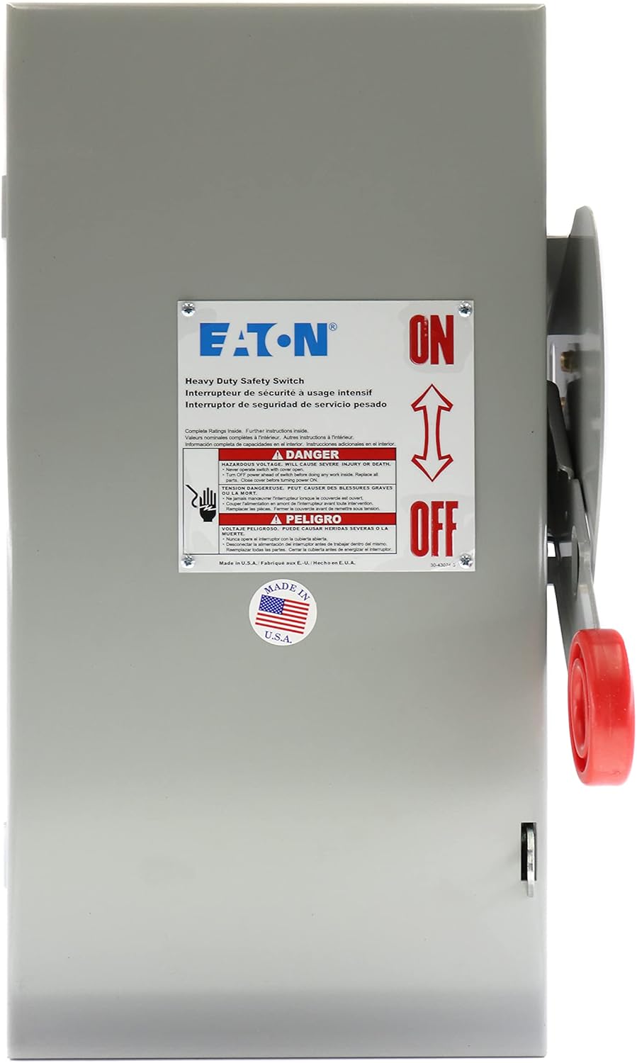 EATON DH261UGK Heavy-Duty Non-Fusible Safety Switch, NEMA 1, 30A, 2P, 600V/250DC